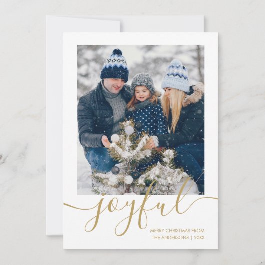 金ゴールドめでたいクリスマスの写真 シーズンカード (正面)