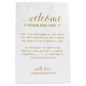 金ゴールドようこそ結婚ズゲストアコモデーション ミディアムペーパーバッグ (正面)