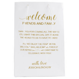 金ゴールドようこそ結婚ズゲストアコモデーション ミディアムペーパーバッグ