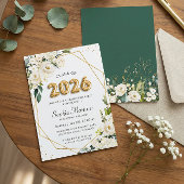 金ゴールドよくはしゃぐバルーンレタリング2025卒業 招待状