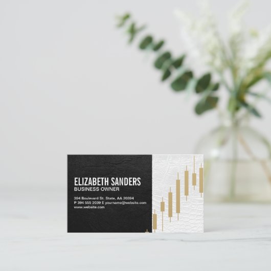 金ゴールドろうそく立てのロゴ 名刺 (スタンド正面)