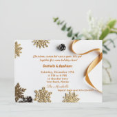 金ゴールドをテーマにしたクエレガントリスマスディナー 招待状 (スタンド正面)