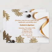 金ゴールドをテーマにしたクエレガントリスマスディナー 招待状 (正面/裏面)