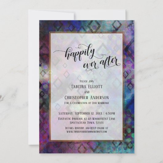 金ゴールドを使用しカラフルて抽象芸術を楽しく 招待状 (正面)