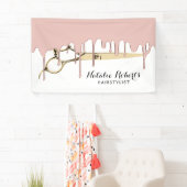 金ゴールドを滴らせる美容師のばら色の金ゴールドはサロンを切ります 横断幕 (インサイチュ)