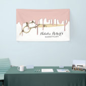 金ゴールドを滴らせる美容師のばら色の金ゴールドはサロンを切ります 横断幕 (トレードショー)