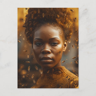 金ゴールドを着たミツバチの女 ポストカード