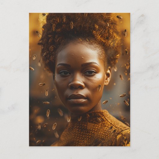 金ゴールドを着たミツバチの女 ポストカード (正面)