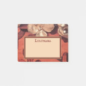 金ゴールドを金めっきしますはめ込まれた木製のイメージの花柄を、個人化して下さい ポストイット (正面)