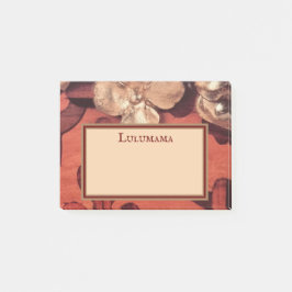 金ゴールドを金めっきしますはめ込まれた木製のイメージの花柄を、個人化して下さい ポストイット