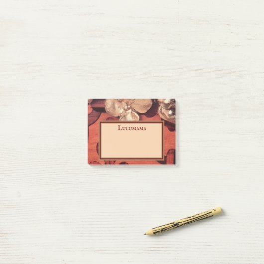 金ゴールドを金めっきしますはめ込まれた木製のイメージの花柄を、個人化して下さい ポストイット (デスク上)