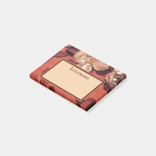 金ゴールドを金めっきしますはめ込まれた木製のイメージの花柄を、個人化して下さい ポストイット (アングル)