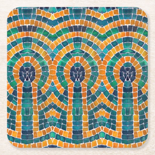 金ゴールドアイコンモザイクスクウェア紙コースター スクエアペーパーコースター (正面)