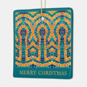 金ゴールドアイコンモザイクセラミックスクエアオーナメント+文字 セラミックオーナメント (左)