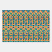 金ゴールドアイコンモザイクフラットシートラッピング紙 ラッピングペーパーシート (正面)