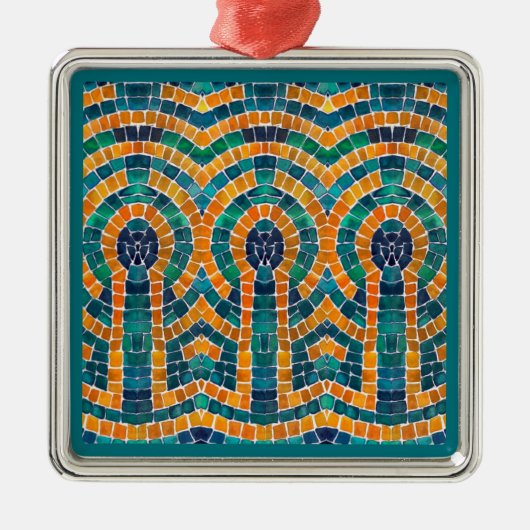 金ゴールドアイコンモザイクプレミアムスクエアオーナメント メタルオーナメント (正面)
