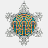 金ゴールドアイコンモザイクペーター雪片オーナメント スノーフレークピューターオーナメント (正面)