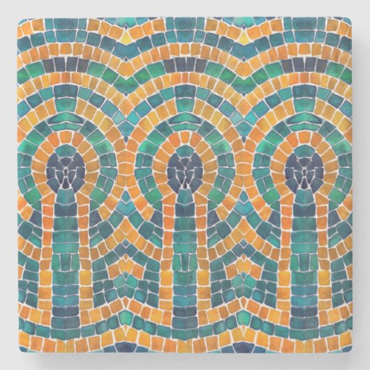 金ゴールドアイコンモザイクマーブルストーンコースター ストーンコースター (正面)