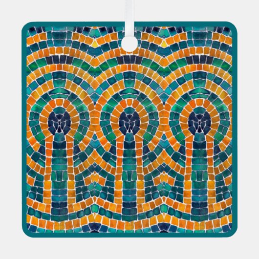 金ゴールドアイコンモザイクメタルスクエアオーナメント メタルオーナメント (正面)