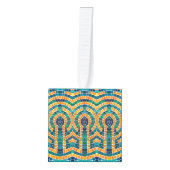 金ゴールドアイコンモザイク木製キューブオーナメント キューブオーナメント (正面)