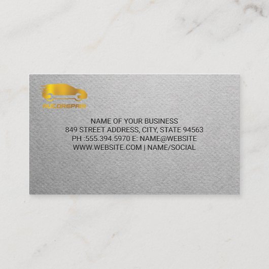 金ゴールドアイコン | 自動修復の修正ロゴ 名刺 (裏面)