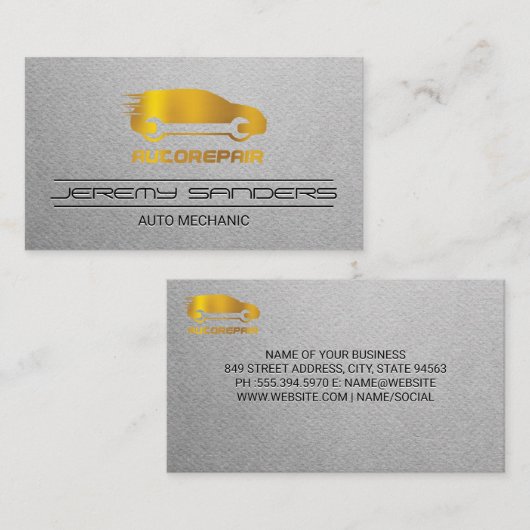 金ゴールドアイコン | 自動修復の修正ロゴ 名刺 (正面/裏面)