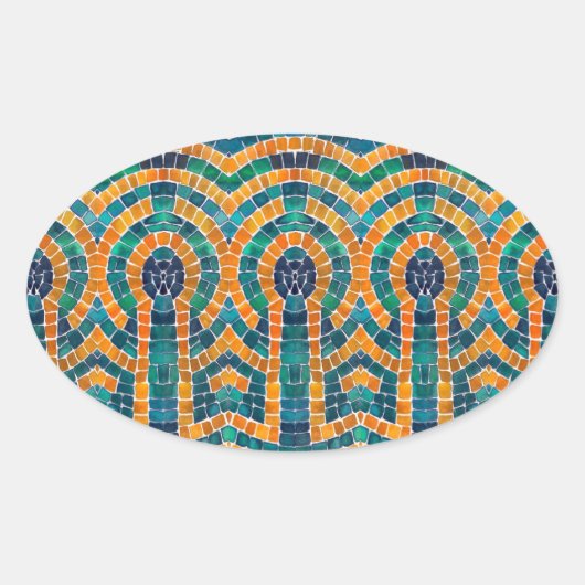 金ゴールドアイコンMOSAIC OVALスタンプ 楕円形シール (正面)
