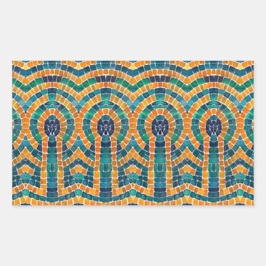 金ゴールドアイコンMOSAIC RECTANGLEスタンプ 長方形シール (正面)