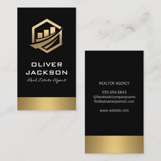 金ゴールドアイコ実在ンエステートルクス金ゴールドトリム 名刺 (正面/裏面)