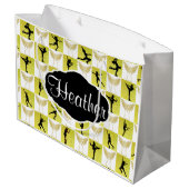 金ゴールドアイススケートで滑るエンジェルカスタムクリスマス抱き枕 ラージペーパーバッグ (裏面アングル)