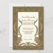 金ゴールドアイボリーアールヌーボーエレガントウェディング 招待状 (正面)