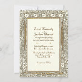金ゴールドアイボリーエレガントヴィンテージアールヌーボー結婚ズ 招待状 (正面)