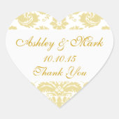 金ゴールドアイボリーダマスクウェディングお願いハートシール ハートシール (正面)