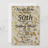 金ゴールドアイボリーボタニカル50誕生日 招待状 (正面)