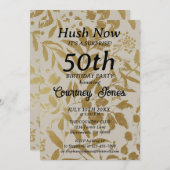金ゴールドアイボリーボタニカル50誕生日 招待状 (正面/裏面)