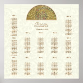 金ゴールドアイボリーヴィンテージピーコックラブバード12テーブル ポスター (正面)