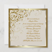 金ゴールドアイボリー女性エレガント金ゴールドクリーム誕生日 招待状 (裏面)