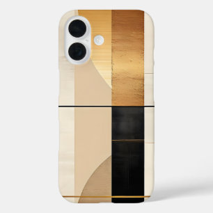 金ゴールドアイボリー抽象芸術ミニマリストアート iPhone 16ケース