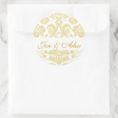 金ゴールドアイボリー新郎新婦ダマスクウェディングシールシール ラウンドシール (バッグ)