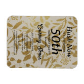 金ゴールドアイボリー植物学50誕生日2.0 マグネット (横)