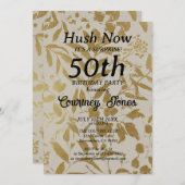 金ゴールドアイボリー植物学50誕生日2.0 招待状 (正面/裏面)