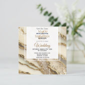 *~*金ゴールドアイボリー金ゴールド大理石RSVP AR66 QR 結婚s 招待状