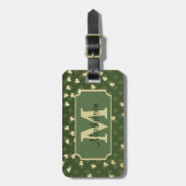 金ゴールドアイリッシュシャムロックパターンモノグラム ラゲッジタグ (正面縦)