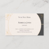 金ゴールドアウトエレガントラインバラモノグラムクリームダークグレー 名刺 (正面)