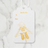 金ゴールドアウトラインスケルトンオーナメントアイメリークリスマス ギフトタグ (正面)