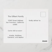 金ゴールドアウト赤いフローラ我々は新しい家を移動 箔シーズンポストカード (裏面)