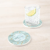 金ゴールドアクアガーリーブルーグリッターマーメイド引用文 コースター (側面)