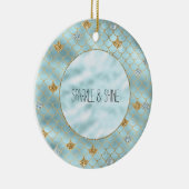 金ゴールドアクアガーリーブルーグリッターマーメイド引用文 セラミックオーナメント (右)