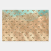 金ゴールドアクアグラムグリッターダイヤモンド ラッピングペーパーシート (正面3)