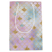 金ゴールドアクアグリッタードリームパープル赤面マーメイド       ミディアムペーパーバッグ (正面)